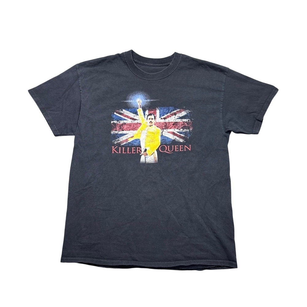 Y2K Queen Freddie Mercury Killer Queen Black Graphic T-Shirt Mens Medium